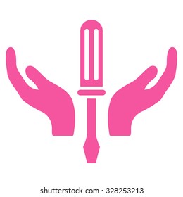 Tuning Service vector icon. Style is flat symbol, pink color, rounded angles, white background.