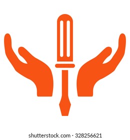 Tuning Service vector icon. Style is flat symbol, orange color, rounded angles, white background.
