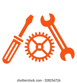 Tuning Service vector icon. Style is flat symbol, orange color, rounded angles, white background.