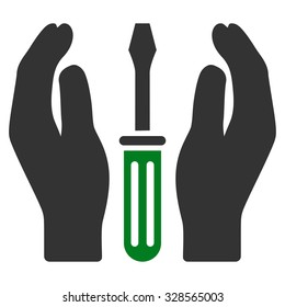Tuning Service vector icon. Style is bicolor flat symbol, green and gray colors, rounded angles, white background.