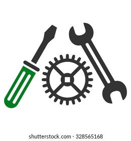 Tuning Service vector icon. Style is bicolor flat symbol, green and gray colors, rounded angles, white background.