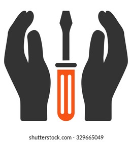 Tuning Service vector icon. Style is bicolor flat symbol, orange and gray colors, rounded angles, white background.