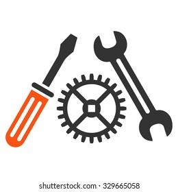 Tuning Service vector icon. Style is bicolor flat symbol, orange and gray colors, rounded angles, white background.