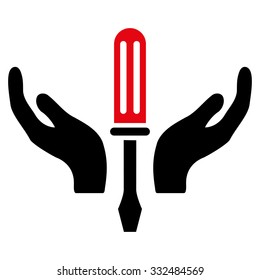 Tuning Service vector icon. Style is bicolor flat symbol, intensive red and black colors, rounded angles, white background.