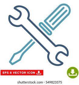 Tuning Tools EPS vector pictogram. Illustration style is flat iconic bicolor cyan and blue symbol on white background.