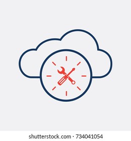 Tuning Tools Icon Pictogram. Cloud Illustration style is Flat Symbol Vector