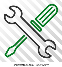 Tuning Tools vector icon. Illustration style is flat iconic bicolor green and gray symbol on a hatched transparent background.