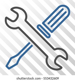 Tuning Tools vector icon. Illustration style is flat iconic bicolor cobalt and gray symbol on a hatch transparent background.