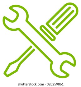 Tuning Tools vector icon. Style is flat contour symbol, eco green color, rounded angles, white background.