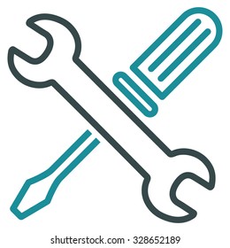 Tuning Tools vector icon. Style is bicolor flat contour symbol, soft blue colors, rounded angles, white background.
