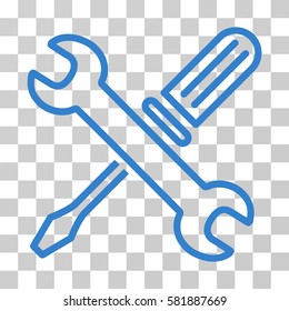 Tuning Tools vector pictogram. Illustration style is a flat iconic cobalt symbol on a transparent background.