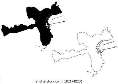 Tunis City (Republic of Tunisia) map vector illustration, scribble sketch City of Tunis map