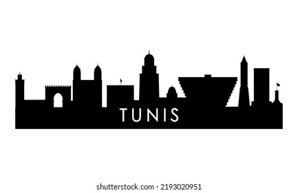 Tunis skyline silhouette. Black Tunis city design isolated on white background. 