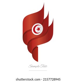 Tunisia abstract 3D wavy flag red white modern Tunisian ribbon torch flame strip logo icon vector