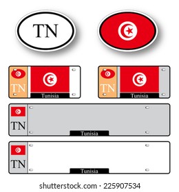 tunisia auto set against white background, abstract vector art illustration, image contains transparency