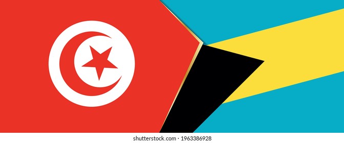 Tunisia and The Bahamas flags, two vector flags symbol of relationship or confrontation.