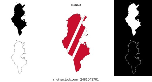 Tunisia blank outline map set