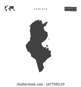 Tunisia Blank Vector Map Isolated on White Background. High-Detailed Black Silhouette Map of Tunisia.
