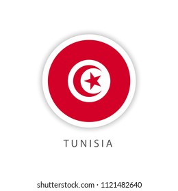 Tunisia Button Flag Vector Template Design Illustrator