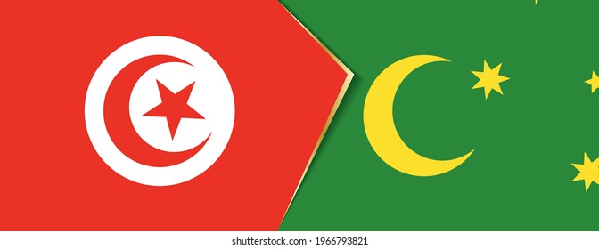 Tunisia and Cocos Islands flags, two vector flags symbol of relationship or confrontation.
