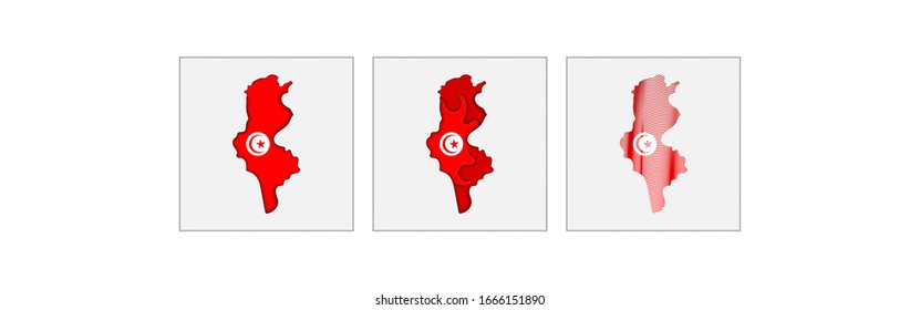 Tunisia coloring the map and concept flag. Vector