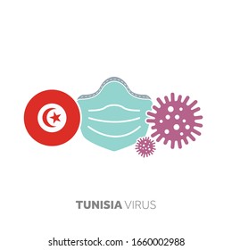 Tunisia coronavirus outbreak concept with face mask and virus microbe