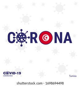 Tunisia Coronavirus Typography. COVID-19 country banner. Stay home, Stay Healthy. Take care of your own health