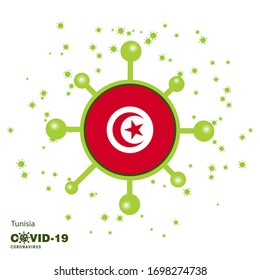 Tunisia Coronavius Flag Awareness Background. Stay home, Stay Healthy. Take care of your own health. Pray for Country