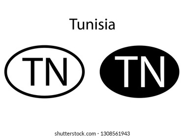 	Tunisia country code icon.  Iso code country domain name. TN  - 	Tunisia abbreviated. vector