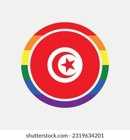 Tunisia country flag circle - lgbt flag graphic element Illustration template design
