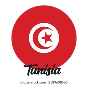 Tunisia country flag in circle vector illustration