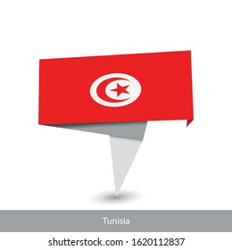 Tunisia Country flag. Paper origami banner. Flat flag vector illustration.