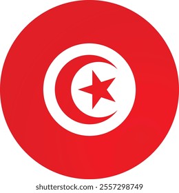 Tunisia Country Round Flag Vector