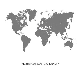 tunisia country selected on world map 