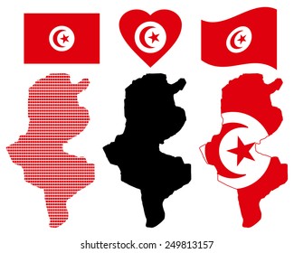 Tunisia different card types and characters on a white background