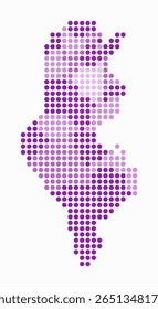Mapa punteado de Túnez. Mapa de estilo digital del país sobre fondo blanco. Forma de Túnez con puntos circulares. Estilo de puntos de colores. Círculos de tamaño Grande. Ilustración vectorial Abstractas.