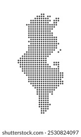 Túnez - Mapa Punteado. Mapa formado por puntos. Ilustración vectorial