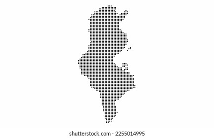 Tunisia dotted map with grunge texture in dot style. Abstract vector illustration of a country map with halftone effect for infographic. 