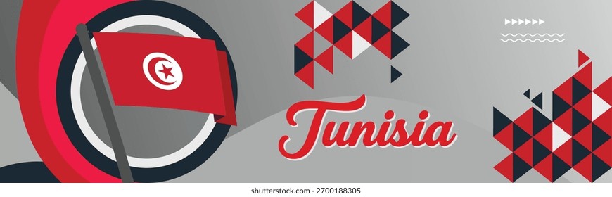 Vector de Anuncio de bandera elegante de Túnez con pliegues y sombras realistas