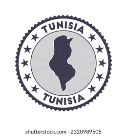 Tunisia emblem. Country round stamp with shape of Tunisia, isolines and round text. Amazing badge. Powerful vector illustration.