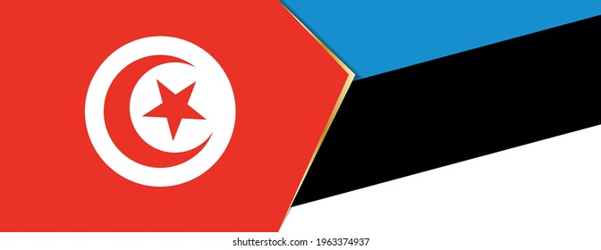 Tunisia and Estonia flags, two vector flags symbol of relationship or confrontation.