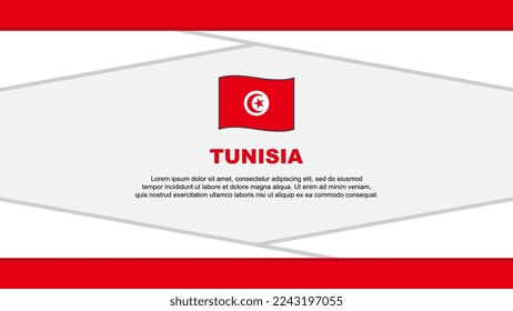 Plantilla de diseño de fondo de resumen de la bandera de Túnez. Ilustración del vector de caricaturas del Día de la Independencia de Túnez. Vector de Túnez