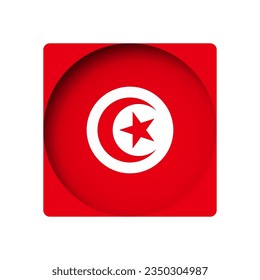 Tunisia flag - behind the cut circle paper hole with inner shadow.
