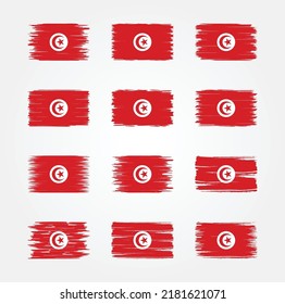 Tunisia Flag Brush Collection. National Flag