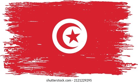 Tunisia flag with brush paint textured isolated  on png or transparent background,Symbol of Tunisia,template for banner,promote, design, and business matching country poster, vector 