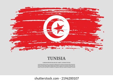 Tunisia flag with brush stroke effect and information text poster, vector