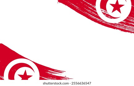 tunisia Flag with Brush Stroke Effect, Grunge brush stroke. Watercolor painting flag design.