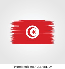 Tunisia flag brush strokes. National flag