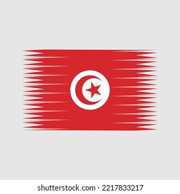 Tunisia Flag Brush Strokes Painted