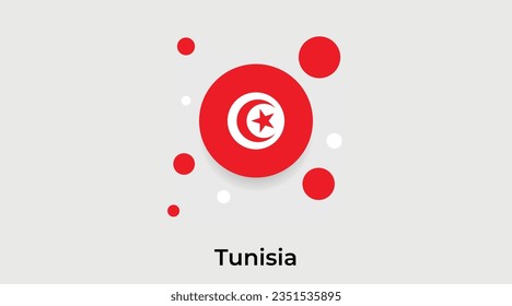Tunesische Flagge Blase Kreis rund Form Symbol bunte Vektorgrafik